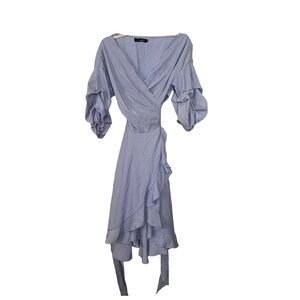 Elegant Asymmetrical Blue Striped Dress